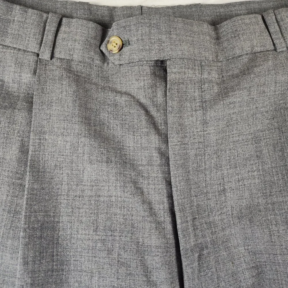 Vintage Cordovan & Grey Wool Dress Pants 40 Gray Pleated Front RN55563